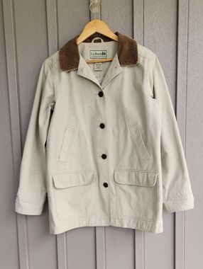 L.L. Bean Tan Utility Jacket with Brown Corduroy Collar
